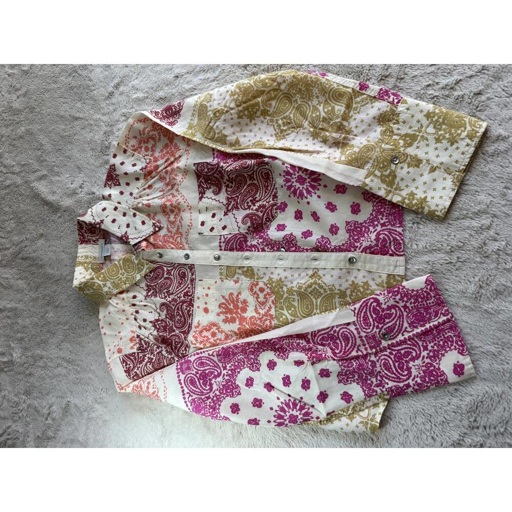 Sundance Patchwork Pattern Button-Up Shirt Jacket… - image 2